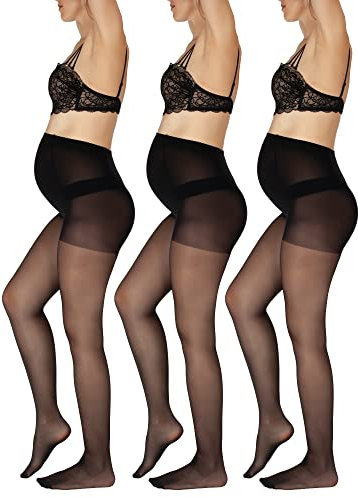 BANANALU Strumpfhose für Schwangere 40 Den Umstandsstrumpfhose Mama 40 Nero 3er Set XL