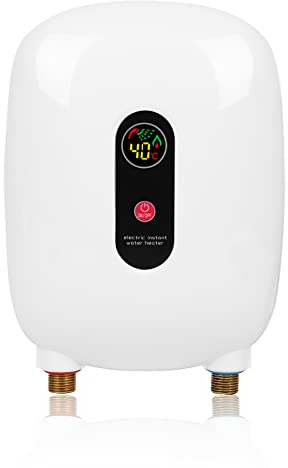 Ceiever elektrisk genomströmningsvärmare, tanklös varmvattenberedare för dusch, med LED-display, 220 V, 3 000 W, omedelbar elektrisk genomströmningsberedare för badrummet (3 500 W, vit)