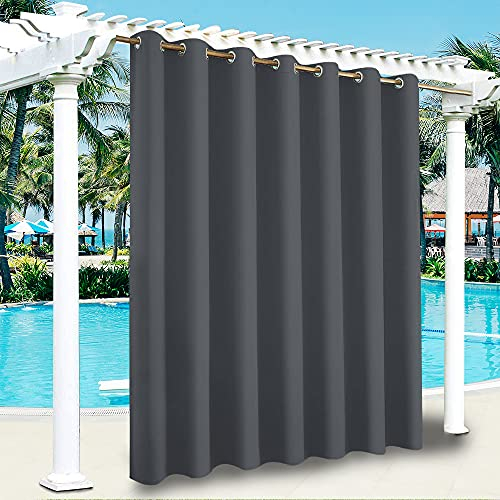 TOPCHANCES Outdoor Vorhänge Wasserdicht - Outdoor-Gartenvorhänge wasserdicht Verdunkelungsvorhang mit Ösen für Garten, Pavillon, Pergola, Terrasse, Veranda, Pool und Whirlpool (Grey, 1PC 254 x 274cm)