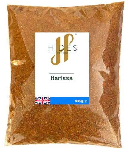 Hides Fine Foods - Harissa 500g - GMO Free - Suitable for Vegetarians - Meat Marinade - Meat Rub - North African Cooking - Stews - Vegetable Seasoning