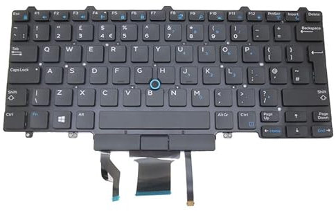 RTDPART Laptop Keyboard For DELL Latitude E5450 5450 E5470 E7450 E7470 MP-13L86GBJ698 PK1313D3B12 0K9V28 K9V28 United Kingdom UK With Backlit&Pointing New