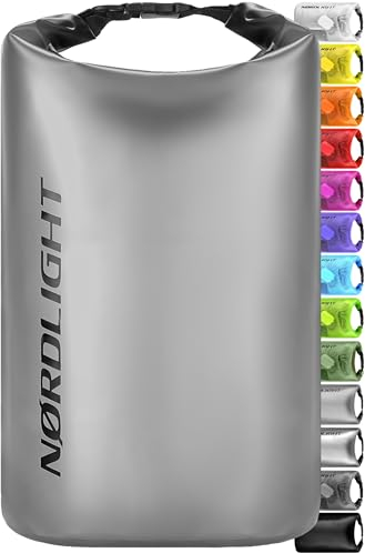 Nordlight Dry Bag 30L Wasserdichter Beutel - (Grau) Wasserdichter Packsack Mit Roll Top Verschluss Und Schultergurt | Schwimmen, Baden, Strand, Kanu, Stand Up Paddling, Tauchen