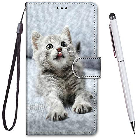 TOUCASA für iPhone 14 Pro (6,1 Zoll) Hülle, Premium Brieftasche PU Leder Flip [Kreativ Gemalt] Case Handytasche Klapphülle für iPhone 14 Pro (6,1 Zoll) (Zungenkatze)
