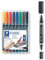 Staedtler Permanent Universalstift Lumocolor Set mit 8 Farben und Lumocolor Zweispitzmarker, wisch- und wasserfest, sekundenschnell trocken, nachfüllbar