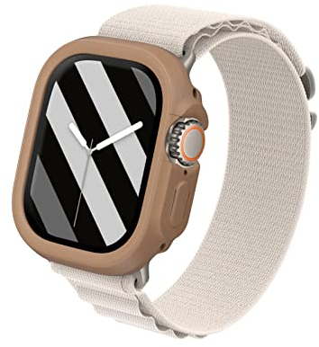 RhinoShield Bumper Case kompatibel mit Apple Watch Ultra 3 / Ultra 2 / Ultra [49 mm] | CrashGuard NX - Stoßdämpfende Schutzhülle im schlanken Design, rutschfest - Goldbraun