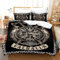 Wikinger Bettwäsche 220x240cm 3 Teilig Wikinger Mythologie Compass Axt Bettbezug Set Atmungsaktiv 3D Motiv Microfaser Luxus Modern Bettdeckenbezug Mit Reißverschluss und 2 Kissenbezug 80x80cm