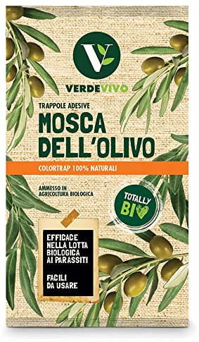 Trappola cromotropica adesiva mosche dell'olivo scatola 3 pezzi + 3 feromoni VERDE VIVO