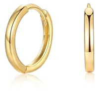 MASOP Ohrringe Gold, Creolen Silber 925 Stecker Vergoldet 10mm Damen Frauen Mädchen Herren