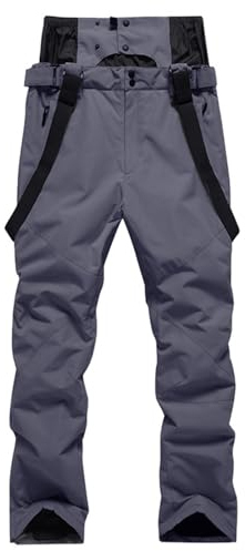 Cihdmfb Skihose Schneehose Damen Wasserdicht Winddichte Softshellhose Outdoorhose Warme Gefütterte Hosenträgerhose mit Verstellbarer Snowboardhose Skilanglaufhose Wanderhose Ski Pant(D Grau,M)