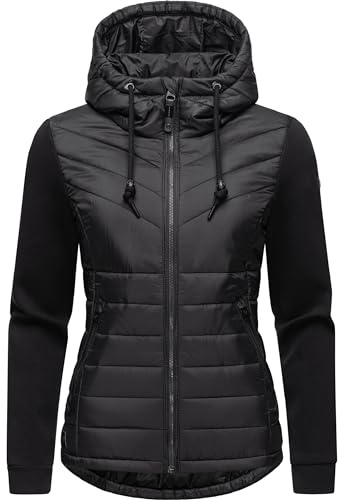 Ragwear Damen Übergangsjacke leichte Steppjacke kurz mit weichen Ärmeln und Kapuze Sandrra Black Gr. L
