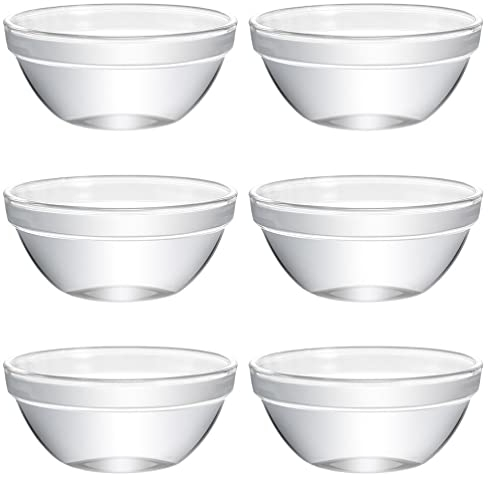 Ciieeo 6 Petits Bols En Verre Avec Couvercles : Bol De Préparation Des Aliments Bols À Dessert Empilables Plats À Portions Ramequins En Verre Bols À Crème Glacée Sundae Tasses À