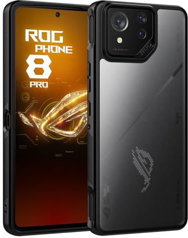 Cresee Hülle für ASUS ROG Phone 8 / ROG Phone 8 Pro, Case Matte Transluzente Harte Rückseite + Weiche TPU Bumper Handyhülle Stoßfest Schutzhülle Cover für ROG Phone 8/8 Pro, Schwarz