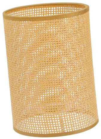 Mikikit Pantalla De Lámpara De Tambor Cubierta De Luz De Tambor Tejida De Ratán Rústico Cubierta De Lámpara De Araña De Escritorio Para Candelabros De Mesa E27/E14 Lámpara De Pie