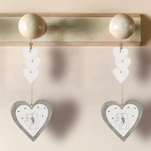 CODIRATO 2 PCS Décoration suspendue en forme de cœur, Objets Décoratifs de mariage, décorations murales bois, Décoration de bureau DIY pour Cheminées, portes, fenêtres, bureaux, arbres de Noël