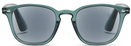 ABETOS Retro Reading Sunglasses Men Women Tinted Sun Readers Spring Hinges Anti Blue Light UV400 Protection Classic Vintage Outdoor Eyeglasses, Clear Green 1.5