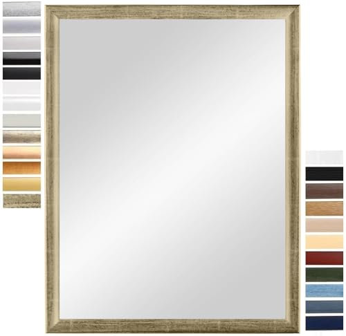 PrimeLuxe Wandspiegel 80 x 120 cm (Außenmaß) in Silber-Leaf | Farbe und Größe wählbar | Ganzkörperspiegel | Bad & Flur Spiegel | mit Holz Rahmen | Made IN Germany