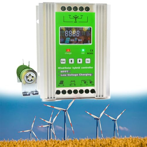 Beachtiful Híbrido Eólico Solar Controlador de Carga MPPT con Carga de Descarga 1000W Turbina Aerogeneradora Panel Solar 12V/24V/48V Regulador Automático,24V48V