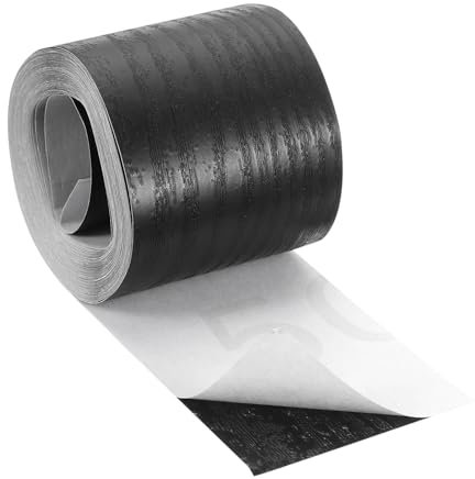 QUARKZMAN 1 Stk. selbstklebende Zierleisten, 60mm x 8m Melaminkanten-Band selbstklebend, PVC Möbelkantenband, Kantenband Kantenumleimer Furnier für Regalbretter/Holzplatten - Schwarz