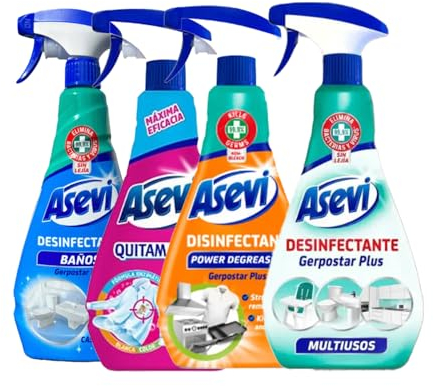 St@llion Spanish Cleaning Spray Bundle Banos, Multiusos, Power Degreaser and Quitamanchas Disinfectant Multi-Surface, Stain Removal, and Bathroom Cleaners (4 x 750ml)