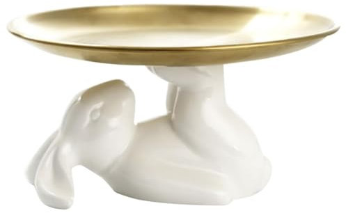 Alzata Per Torta in Ceramica, Porta Cupcake Pasquale, Vassoio Per Esposizione Di Dolci, Piatto Da Portata Per Torte, Scultura Di Animali Coniglietto, Piatto Per Caramelle Per Regalo Di Festa,28cm