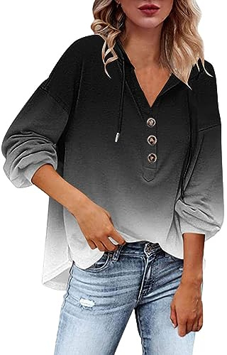 Cocila Damen Und Winter Neuer V-Ausschnitt Langarm Lockerer Lässiger Sport-Hoodie Japanische Hoodie Hoodie 164 Mädchen Damen Pullover Duenn Damen Jacke Mit Kapuze Fruehling Sweatshirt Aesthetic