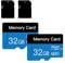Lot de 2 Cartes Micro SD 32 Go (avec Adaptateur), Carte Mémoire Cat 10 TF, Mini Carte Mémoire pour Appareil Photo/Smartphone/Tablette/Drone (Bleu 32Go * 2)
