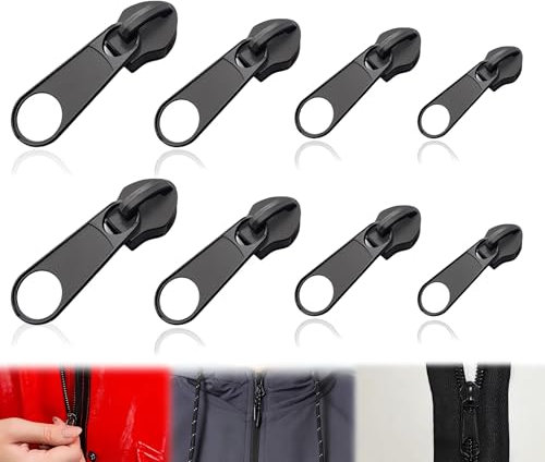 Alluring Reißverschluss Schieber Ersatz, Metall Reißverschluss Reparaturset, Abnehmbare Reißverschluss Zipper Pull Fixer Reißverschluss für Kleidung Tasche Gepäck Bettzug (Schwarz)