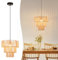 ZMH Hängelampe Esstisch Pendelleuchte Wohnzimmer: Rattan Boho Hängeleuchte Schlafzimmer Ø35cm Esstischlampe Hängend 1-flammig Esszimmerlampe E27 Pendellampe für Küche Flur Bar Resturant