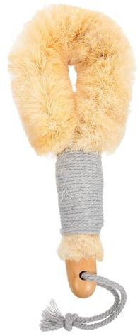Badebürste mit Griff aus Sisal und Holz für Rücken und Füße | Duschbürste mit Weichen Borsten, Hängeseil zum Aufbewahren, Ergonomisch Geformt für Erwachsene