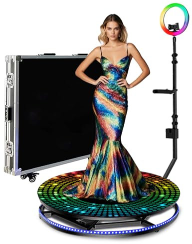 360 Photo Booth Machine with Flight Case,Software,Custom Logo,360 Camera Booth Captures Wonderful Moments via Remote Control or APP,Flight Case