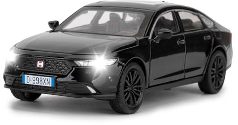 BGHSCA 1/32 Kompatibel mit Accord-Modellauto, Spielzeugauto aus Metall mit Sound und Licht für Kinder, Jungen, Mädchen und Erwachsene, Geburtstagsgeschenk (schwarz)