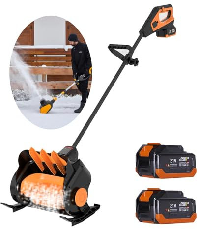 Deneigeuse Electrique puissante avec Deux Batteries, Peut déblayer 6 po de Neige, Largeur 16 po, Distance de Projection 33 pi, 3 Vitesses réglables - pour Les allées et Les trottoirs