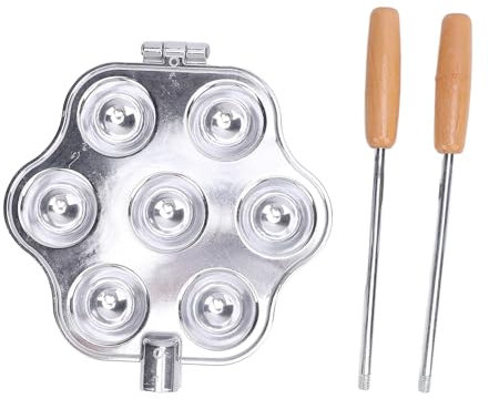 Nimomo Teglia per crostata con 7 fori, in lega di alluminio, con manico, per piccole torte, budini, cupcake, muffin, tortine