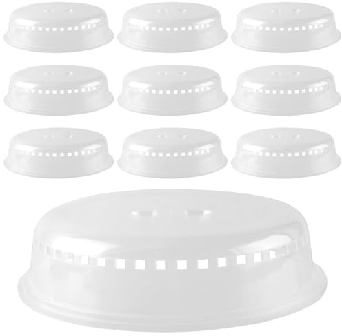 MAHIONG 10Pcs Microwave Plate Covers, 26cm Microwave Cover for Food, Transparent Dish Covers, Plastic Food Cover for Plates and Dishes