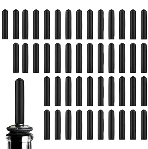 Liquor Pour Spout Covers, 48-Pack Black Rubber Pourer Caps, 12x8x5cm, Leakproof Alcohol Dispenser Toppers, Dustproof and Odorless Spout Protectors for Wine, Oil, Liquor, Bottle Use