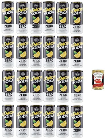 Italian Gourmet Lemon Soda Zero limonata senza zucchero, 24 x 330ml Dosen | Con limoni siciliani, frizzante e leggero; kalorienarm, prickelnd und, Gesamtnettogewicht 7,92 L + Kostenlos Polpa 400g