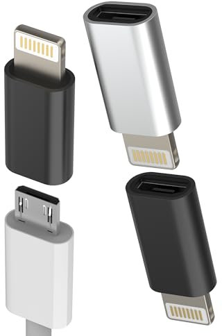Micro USB Mutter auf Lightning Stecker Charger Adapter (3 Stück) für iPhone 14 13 12 11 Pro Max 7 8 für Apple MFi Certified Android Ladekabel Daten Lighting Klinke Ladegerät Konverter für iPad Zubehör