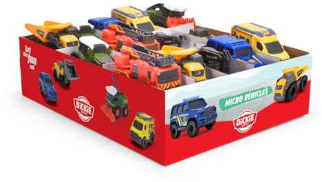 Dickie Toys - Micro World Lizenzierte Micro Fahrzeuge 1:60 – 8,5 cm – Mit Freilauf & beweglichen Teilen – Mehrfarbiges Spielzeugauto – Zufällige Auswahl 1 von 30 Modellen
