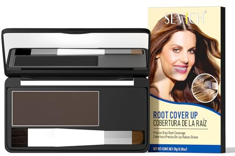 SEVICH Root Touch up, Hairline Powder with Brush, Instantly Conceals Hair Loss, Thinning Gray Hair Shadow Toppers for Women & Men, 48H Makeup Lasting, 8g Large Capacity Dark Brown