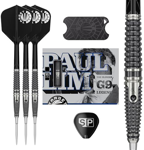 Target Japan The Legend G9 Steel Tip Darts 22g/24g | 90% Wolfram, K-Flex Flügel & Schaft No.6, 2BA Pixel-Spitzen, Paul LIM Gen 9, inkl. Aufbewahrungsdose & Point Guard/Ständer