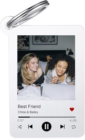 INBLUE Personalisierter Spotify Schlüsselanhänger mit Foto Text Acryl Musikcover Schlüsselanhänger als Geschenk für Paare und Freunde