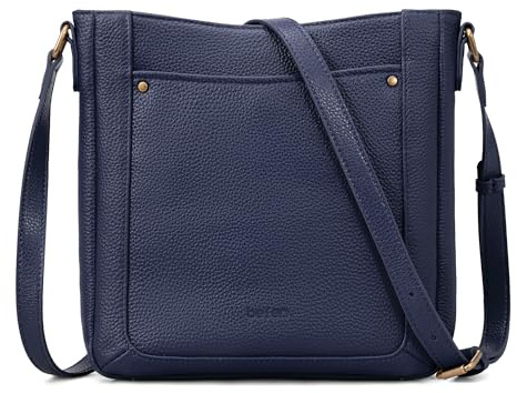 befen Echtleder Handtasche Damen Mittel, RFID-Blockierung Umhängetasche Vintage Leder Crossbody Bag Schultertasche für Frauen Handytasche mit Verstellbar Schultergurt, Blau