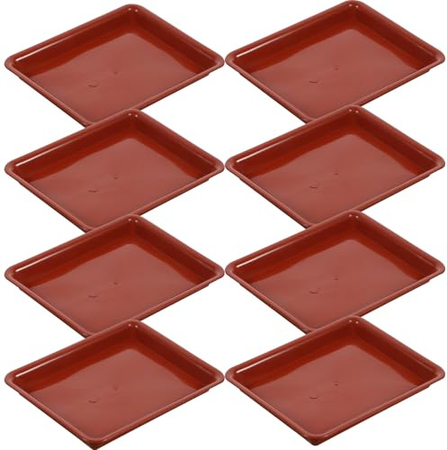 LABRIMP 10 Stück Rechteckige Blumentopf Untersetzer aus Bruchfestem Kunststoff Formstabil Pflanzschalen für Garten und Innenbereich 20X15cm