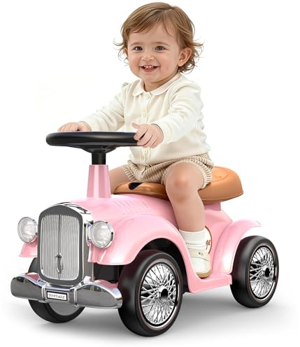 Spielzeug ab 1-3 Jahre: Rutscher mit Stauraum unter dem Sitz – Rutschauto mit Lenkrad & Hupe, Schiebeauto für Innen- und Außenbereich Mädchen & Jungen (Rosa)