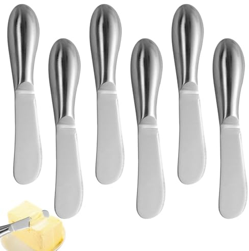FuYelng 6 stycken rostfritt stål smörknivar litet set, 13,5 × 2,5 × 2 cm Liten kniv för dips dessertkniv liten multifunktionell frukostkniv, för grädde sylt ost bakverk