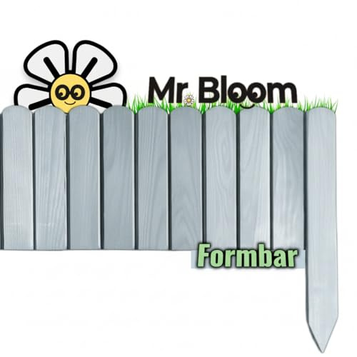 Mr. Bloom ® Beeteinfassung | Gartenzaun aus Holz | 8 Farben | Eigene Produktion | Made in EU (Silbergrau, 1m Länge | 20cm Höhe)