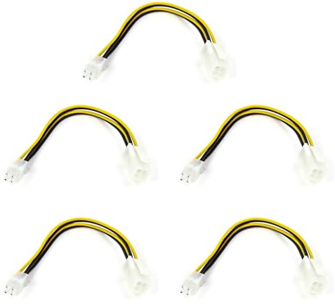 Wesafrae 5 Stück 20 cm 4 Pin Power ATX 4 Pin Stecker auf Buchse PC CPU Netzteil Verlängerungskabel 4 Pin Stecker Adapter für Hauptplatine