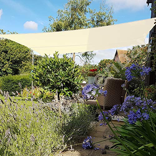 Green Bay Sun Shade Sail Outdoor Garden Patio Yard Party Sunscreen Awning Canopy 98% UV Block Rectangle Cream With Free Rope(3x2m)