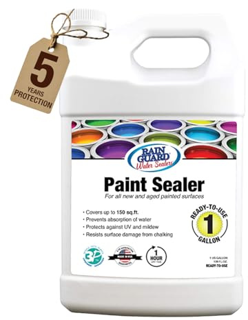 Rain Guard Paint Sealer 1 Gallon | Ready to Use | Protects Painted Concrete, Wood, Stone | Silane/Siloxane Acrylic Waterproofer | UV Resistant | Fast Drying | Semi-Satin Finish
