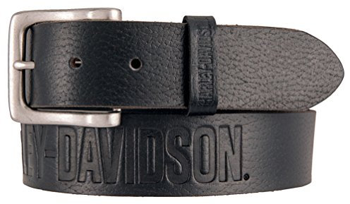Harley-Davidson Men's Embossed Ride The Line Leather Belt, Black HDMBT11331-BLK